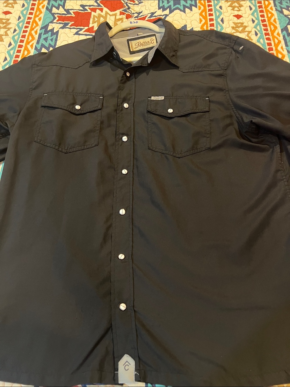 RAFTER C Men's Black Western-Style Button Down Shirt